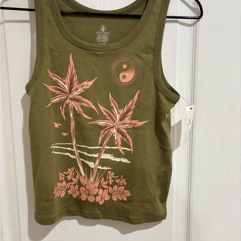 Volcom Olive Palm Graphic Tank Top